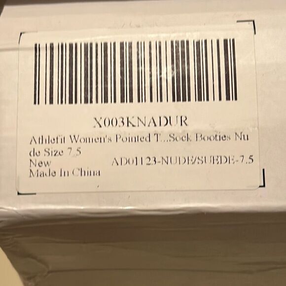 Athlefit Womens 7.5 Pointed Toe Sock Booties Beige Nude Tan Suede Block Heel New - Picture 8 of 9